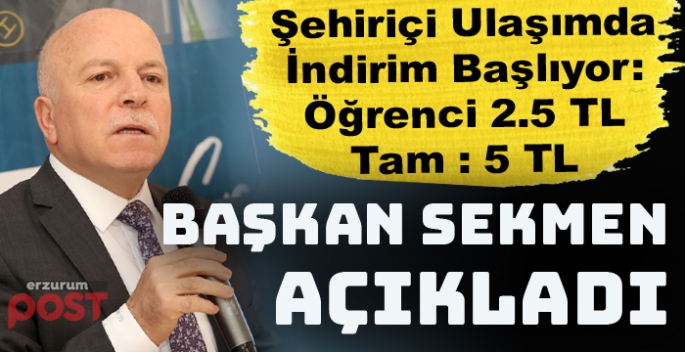 Başkan Sekmen açıkladı: 1 Ekimden itibaren ulaşım da indirim başlıyor!