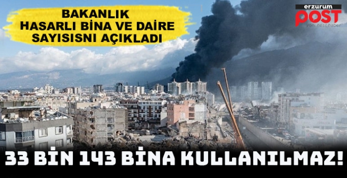 Deprem 33 bin 143 binayı kullanılmaz hale getirdi