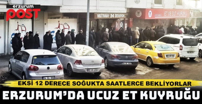 Eksi 12 derece soğuk havada ucuz et kuyruğu