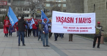  Erzurum’da 1 Mayıs İşçi Bayramı davul zurna eşliğinde kutlandı