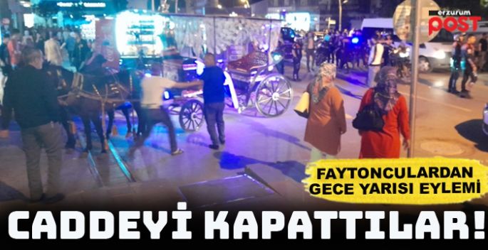 Erzurum'da faytoncular gece yarısı eylem yaptı