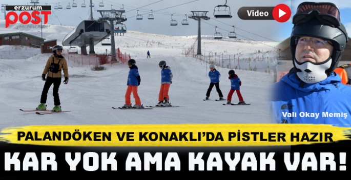 Erzurum’da kar yok ama Palandöken'de kayak var