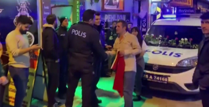 Erzurum'da kavga ihbarına giden polislere sürpriz