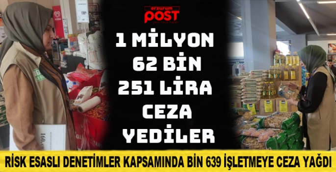 Erzurum’da Ramazan Bayramı Denetimi:  Bin 639 işletmeye 1 milyon 62 bin 251 lira Ceza
