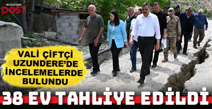 Vali Çiftçi, Uzundere'de heyelan bölgesinde incelemelerde bulundu